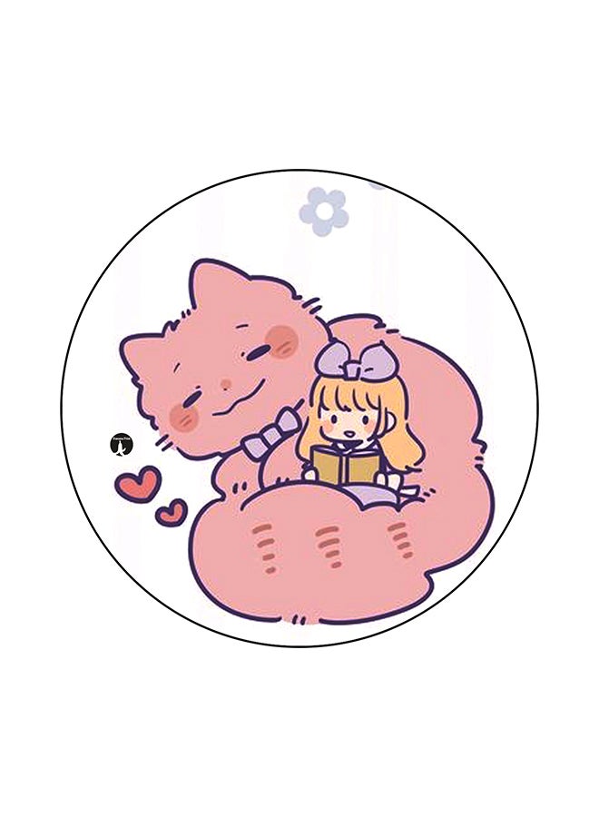 BP A Cat And Girl Printed Mouse Pad Multicolour