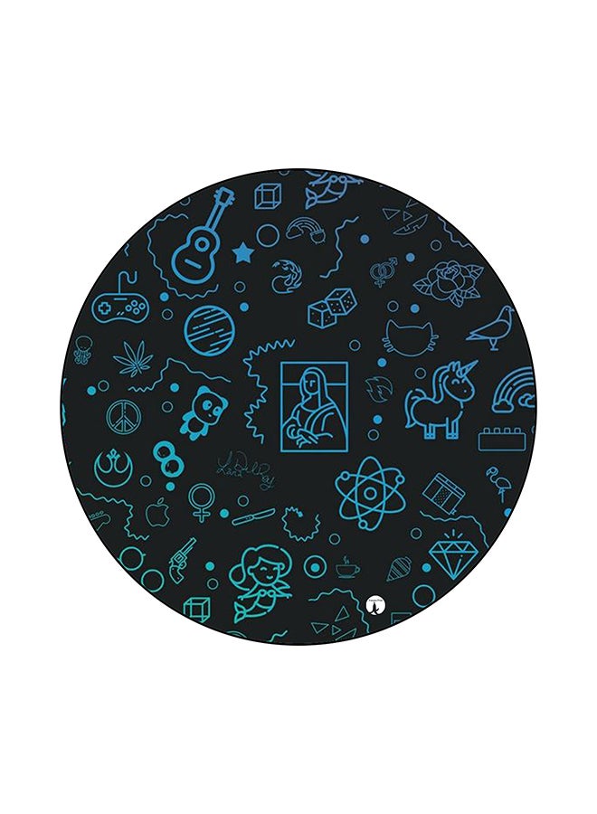 Random Things Printed Mouse Pad Blue/Black