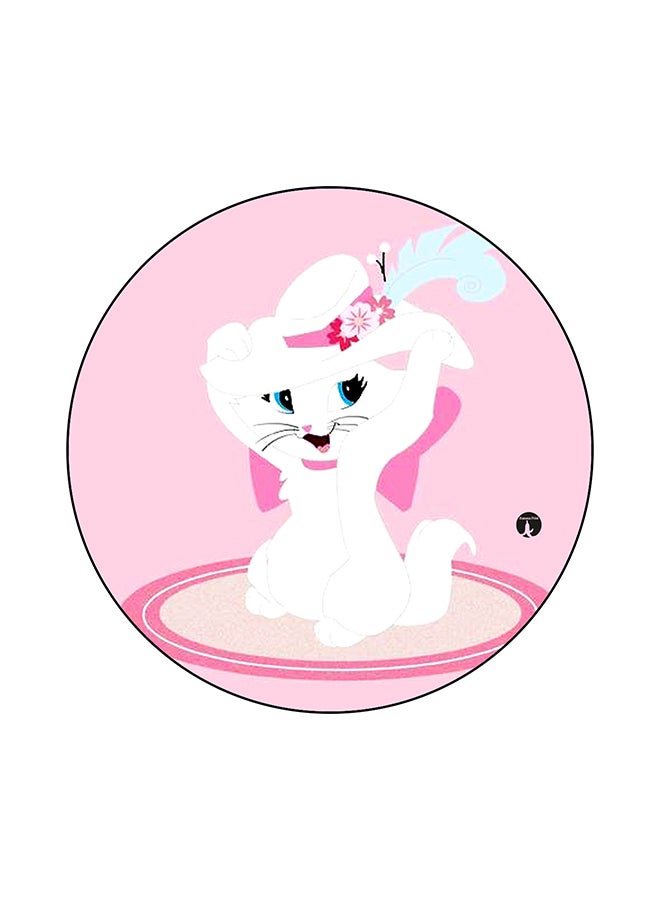 لوحة ماوس بطبعة قطة ديزني وردي/أبيض