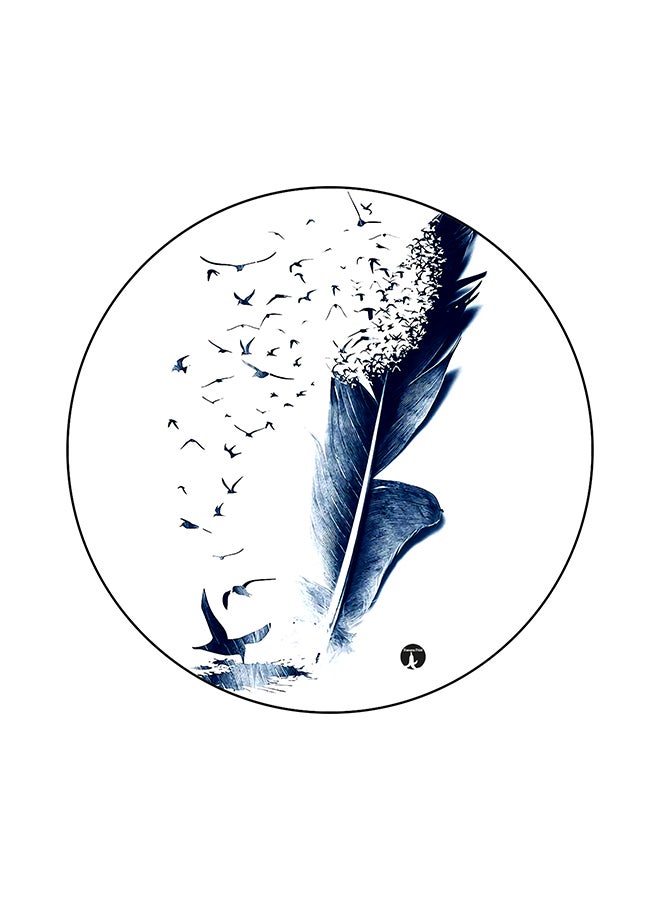 بي بي لوحة ماوس بطبعة ريش أزرق / أبيض