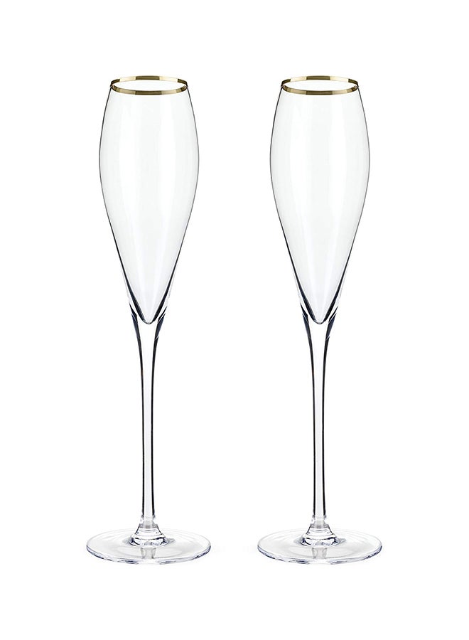 Consevisen - 2-Piece Gold Rimmed Crystal Glass Clear - Image 1