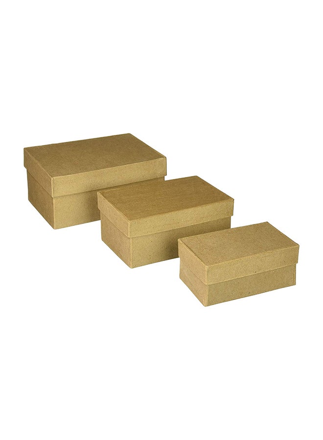 Darice 3-Piece Rectangle Box Paper Mache Set Brown