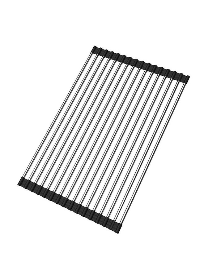 Foldable Dish Drying Rack Black/Silver 16.9 x 10.2inch