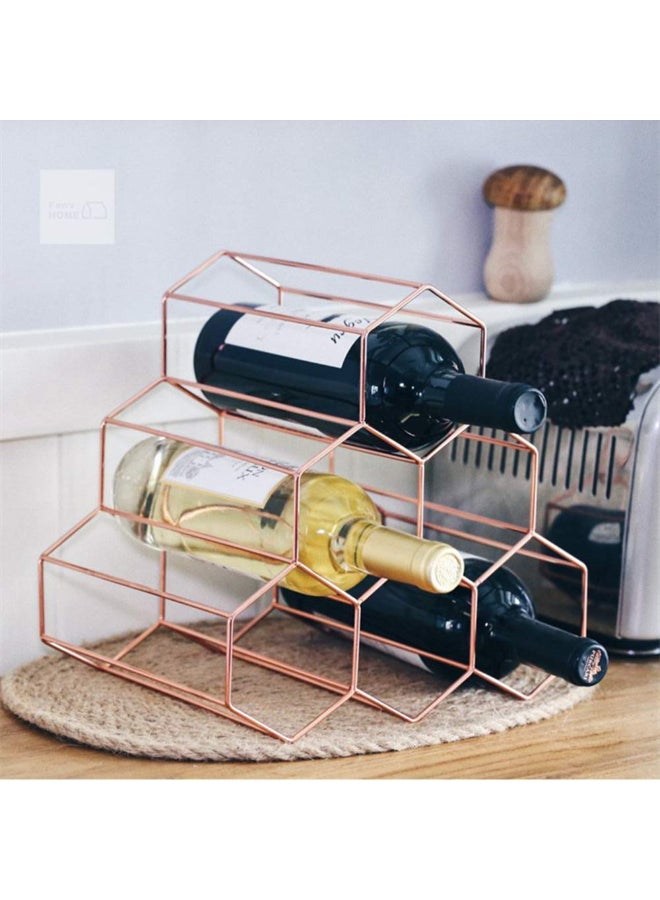 Metal Wine Rack Rose Gold 11.4 x 8.8 x 11inch  - Image 3