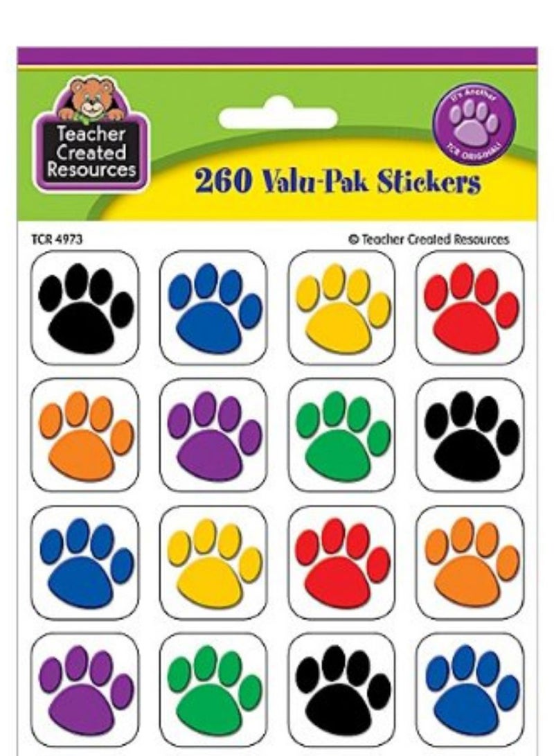 Teacher Created Resources 260-Piece Resources Colorful Paw Print Sticker Set 260 x 2.5cm - Image 2