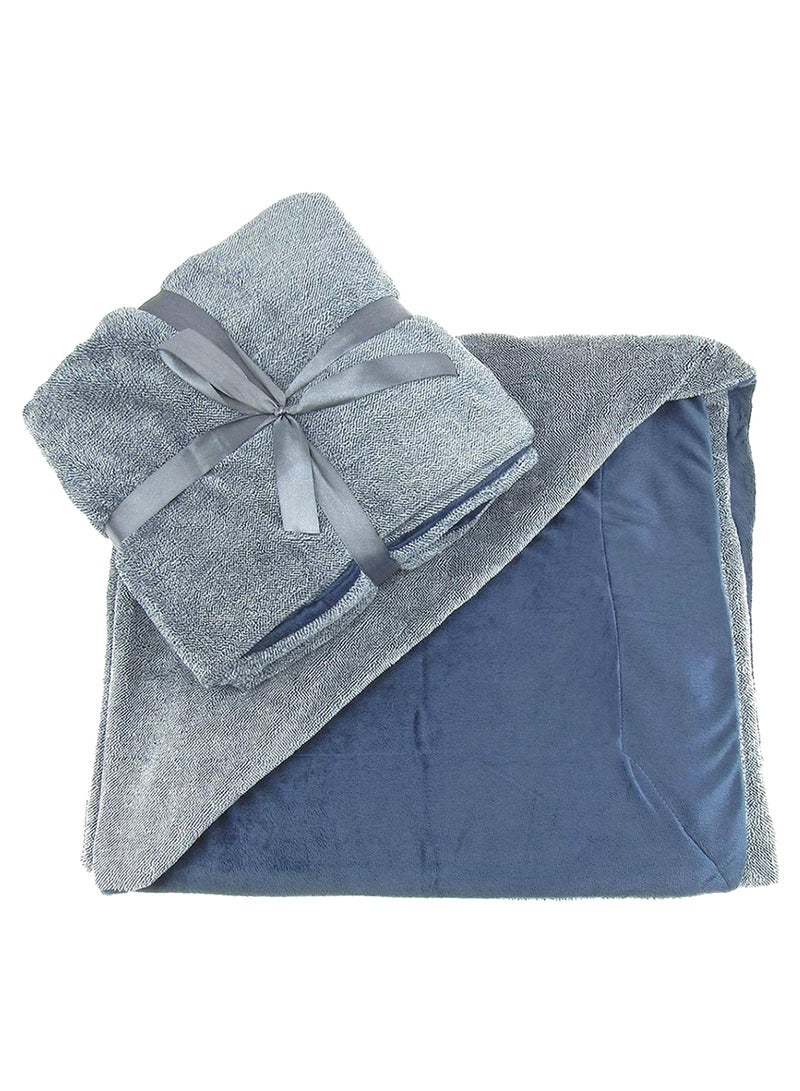Natico Reversible Ultra Plush Blanket Fabric Grey/Blue 45 x 60cm - Image 2