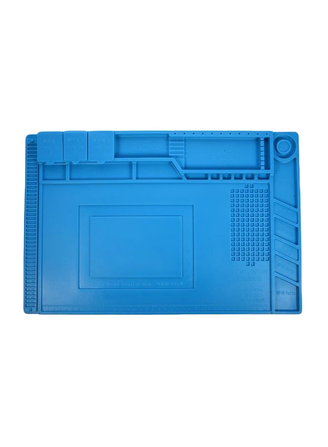 Heat Insulation Silicone Pad Desk Mat Maintenance Platform For BGA Soldering Repair Station With Magnetic Section Blue 45 x 30centimeter
