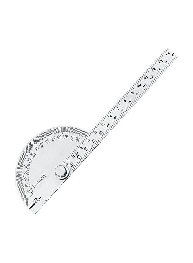 0-180 Degree Adjustable Stainless Steel Rotary Protractor Measuring Tool Silver 19.7cm
