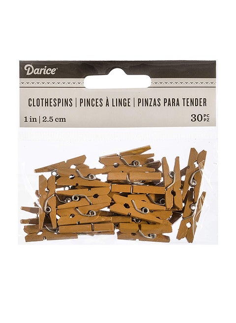 30-Piece Wood Clothes Pins Brown 1inch