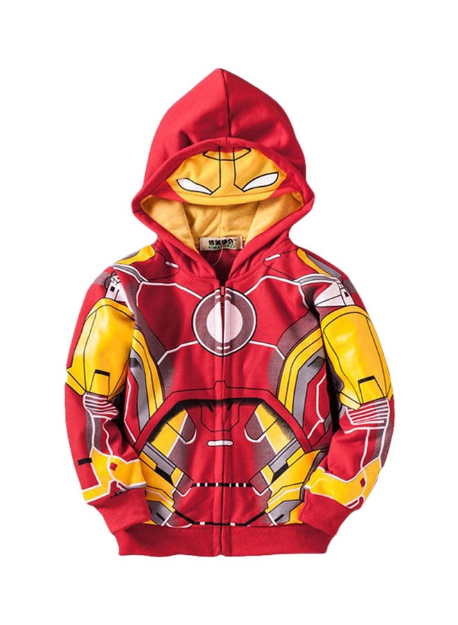 Avenger Printed Long Sleeves Hoodie Red/Yellow - Image 1