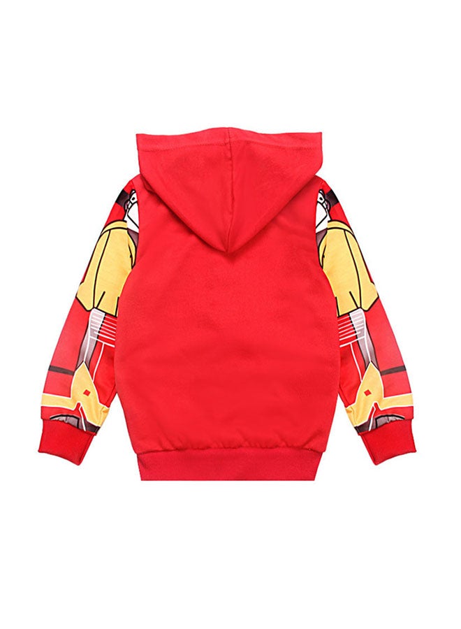 Avenger Printed Long Sleeves Hoodie Red/Yellow - Image 2