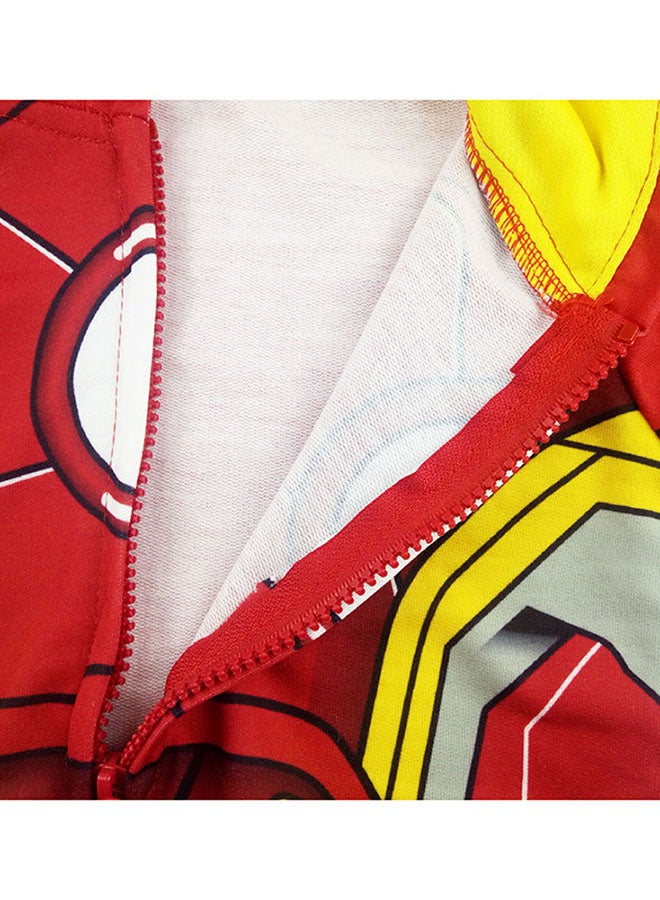 Avenger Printed Long Sleeves Hoodie Red/Yellow - Image 4