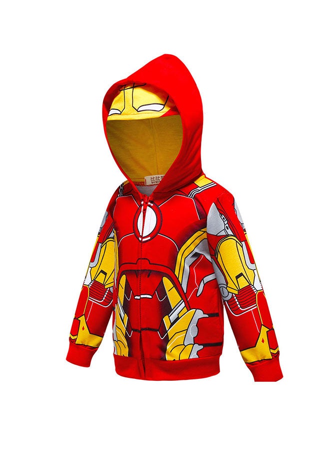 Avenger Printed Long Sleeves Hoodie Red/Yellow - Image 3