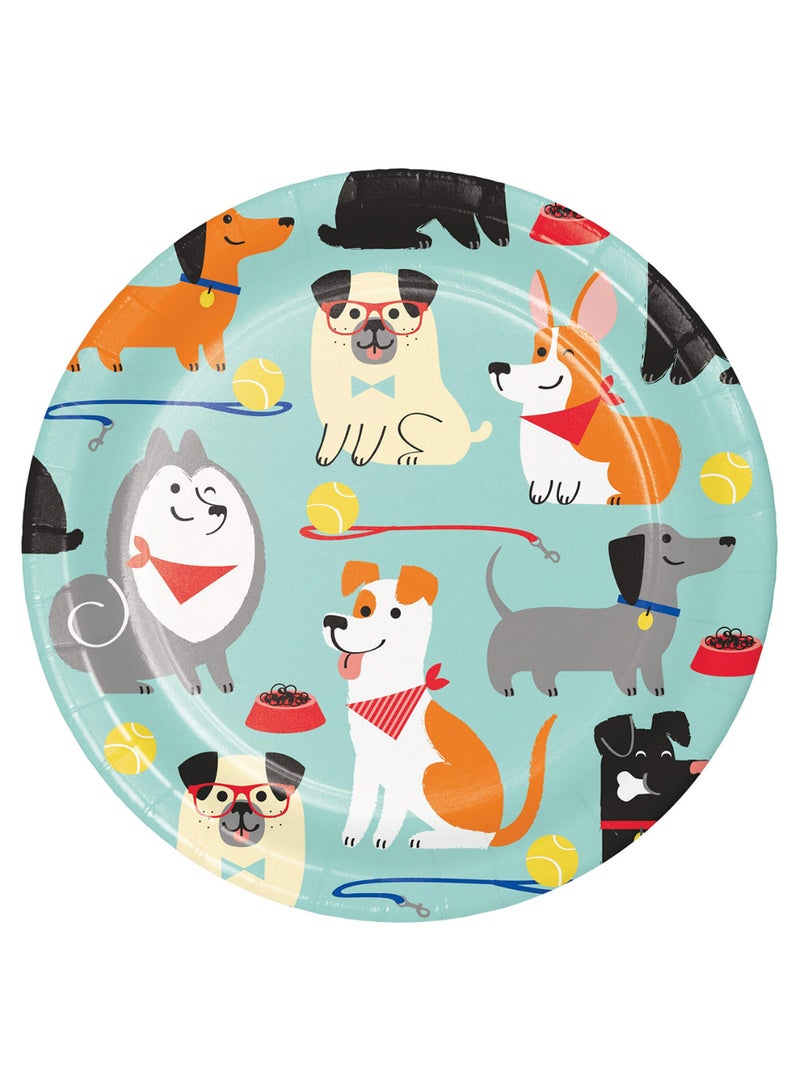 CREATIVE CONVERTING 8-Piece Dog Printed Dessert Plate set 7inch  - Image 1