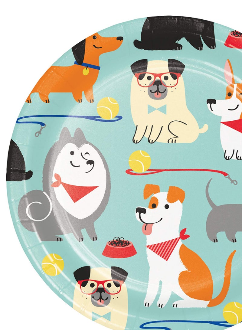 CREATIVE CONVERTING 8-Piece Dog Printed Dessert Plate set 7inch  - Image 2