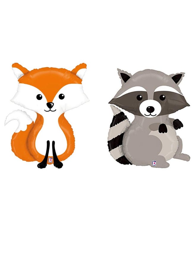 3-Piece Raccoon Fox Hedgehog Mylar Shape Balloon Set 1.36inch
