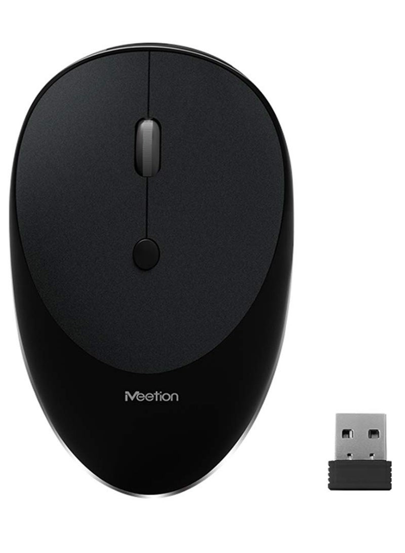 Meetion Slim Rechargeable Wireless Silence Button Mouse Black