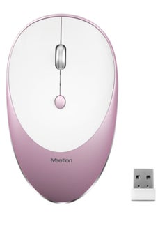 Meetion Slim Rechargeable Wireless Silence Button Mouse Pink/White 