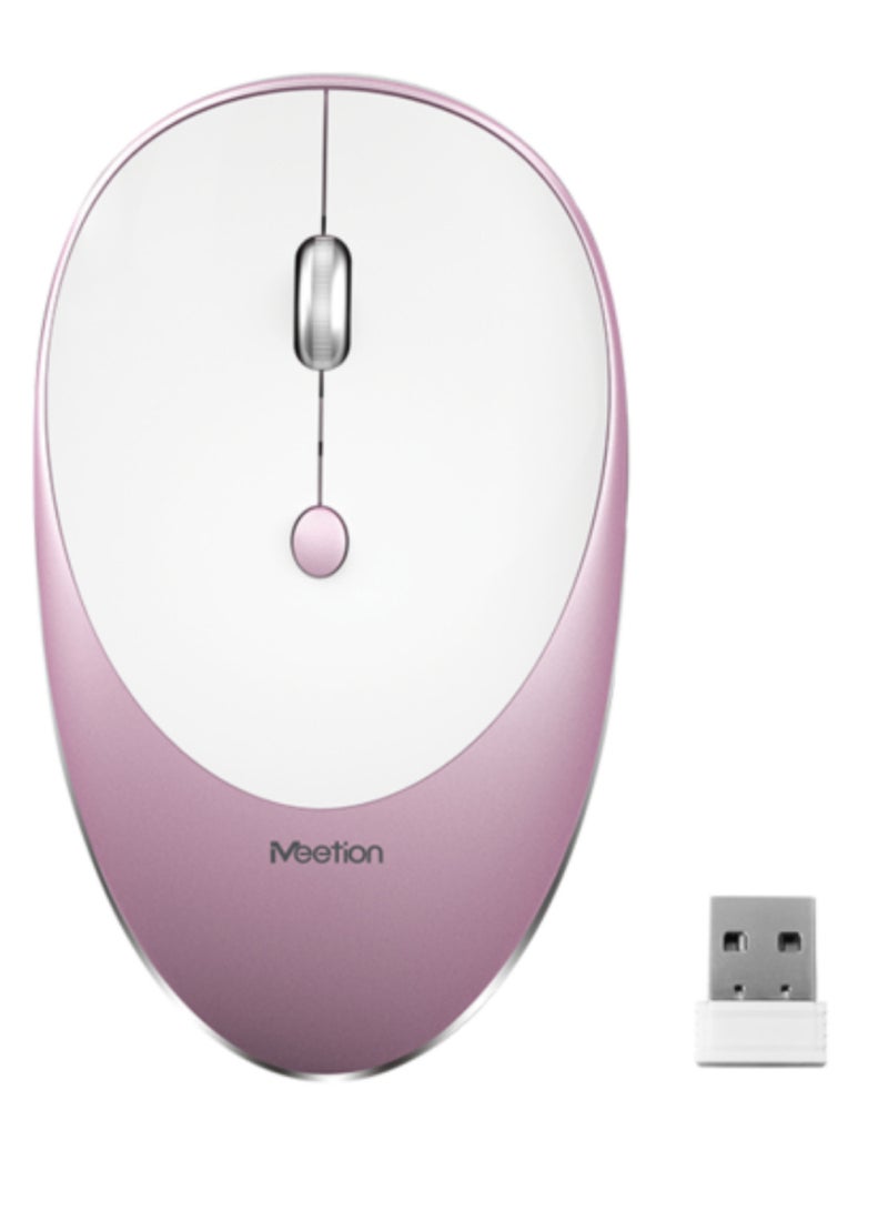 Meetion Slim Rechargeable Wireless Silence Button Mouse Pink/White