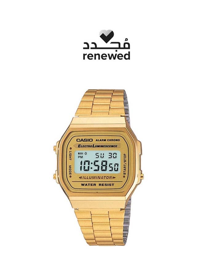 كاسيو مُجدد - ساعة يد رقمية بسوار من الاستانلس ستيل مقاومة للماء طراز A168WG-9 للرجال - Image 1