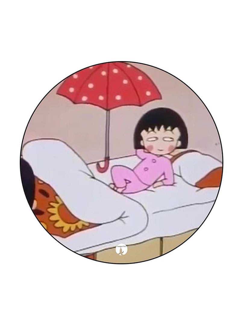 بي بي شارة دبوس بنمط دائري بطبعة مستوحاة من مسلسل الرسوم المتحركة "Chibi Maruko Chan" متعدد الألوان - Image 1