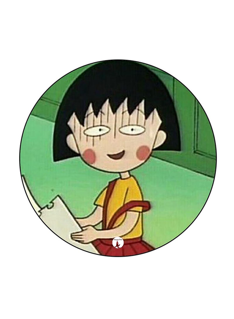 بي بي شارة دبوس بنمط دائري بطبعة مستوحاة من مسلسل الرسوم المتحركة "Chibi Maruko Chan" متعدد الألوان - Image 1