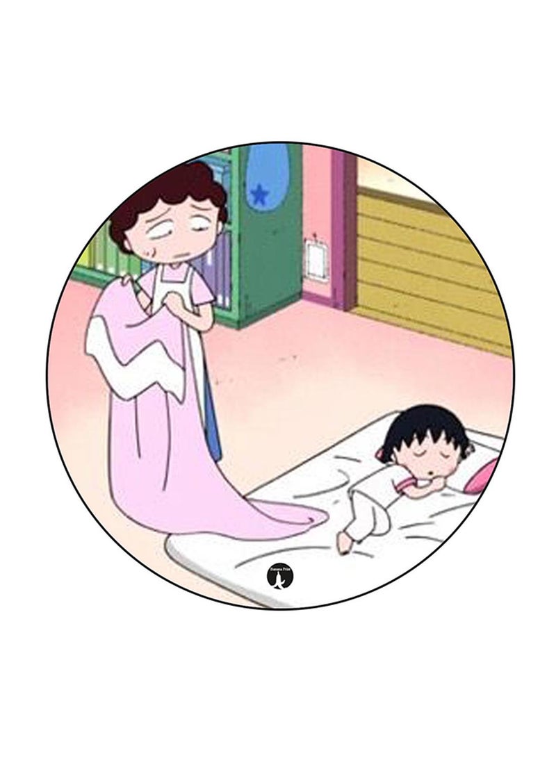 بي بي شارة دبوس بنمط دائري بطبعة مستوحاة من مسلسل الرسوم المتحركة "Chibi Maruko Chan" متعدد الألوان - Image 1