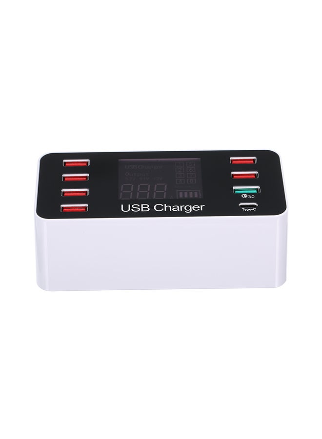 ماركة غير محددة قاعدة شحن ذات 8 منافذ USB أبيض/ أسود  - Image 1