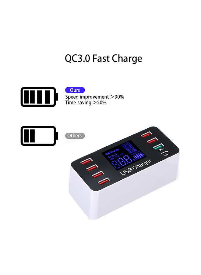 ماركة غير محددة قاعدة شحن ذات 8 منافذ USB أبيض/ أسود  - Image 4