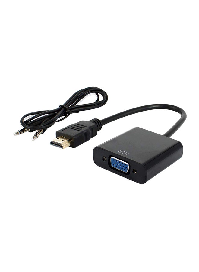ميومي محوّل HDMI إلى VGA مع كابل AUX ذكر إلى ذكر أسود 