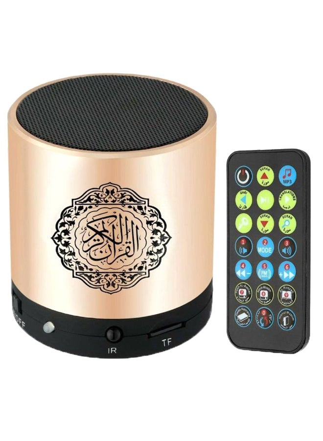 Hi-Fi Sound Quran Bluetooth Speaker With Remote Gold/Black