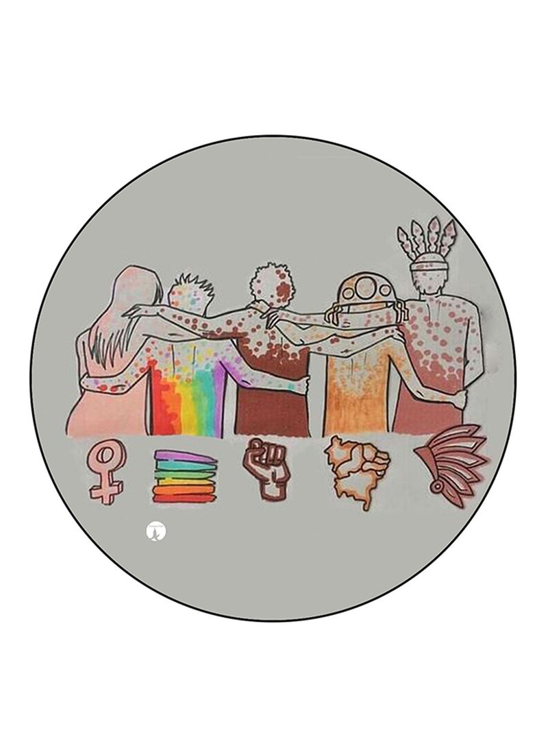 BP Humans Printed Large Round Pin Badge Multicolour - Image 1