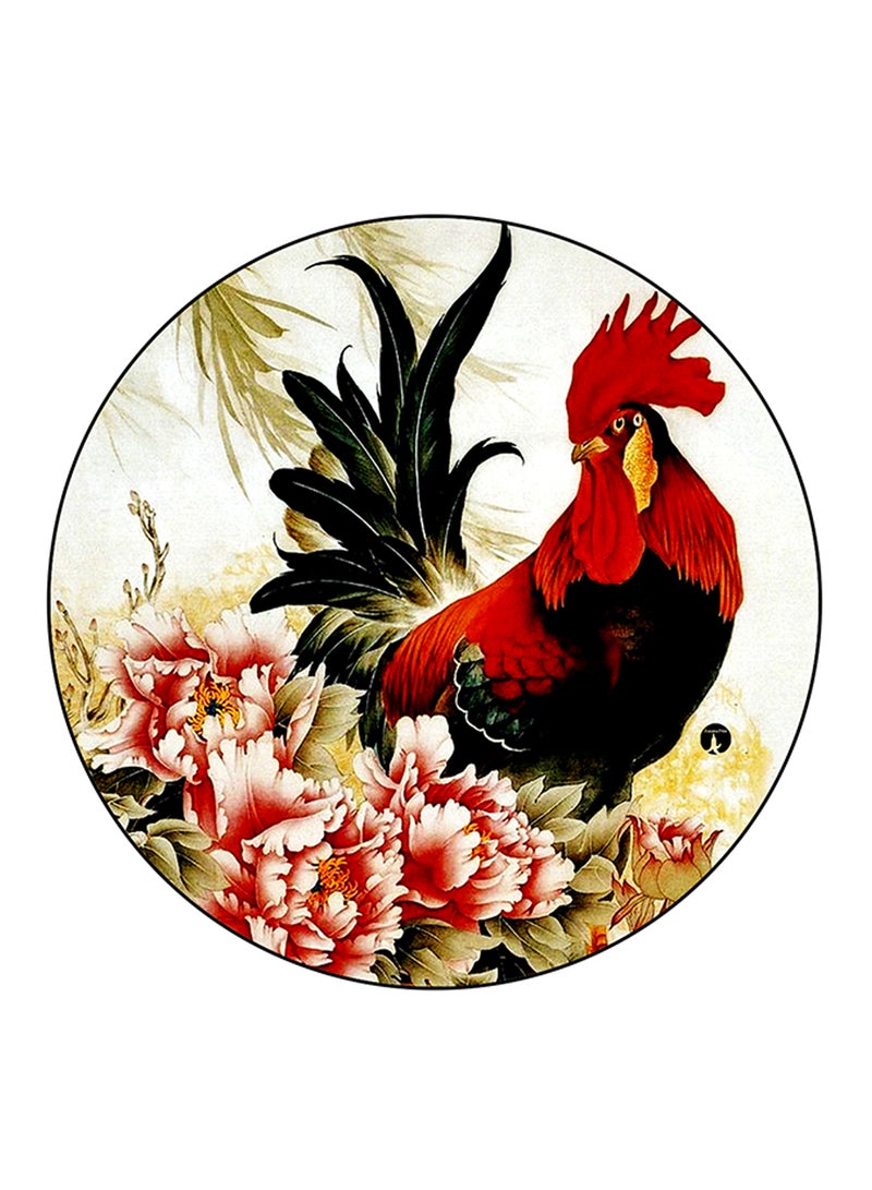 BP Rooster Printed Large Round Pin Badge Multicolour - Image 1
