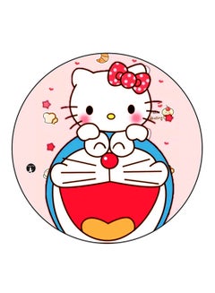 Hello Kitty And Doraemon Printed Large Round Pin Badge Multicolour