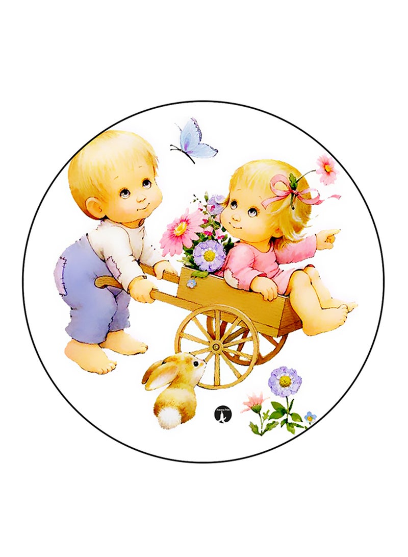 BP Boy And A Girl Printed Large Round Pin Badge Multicolour - Image 1