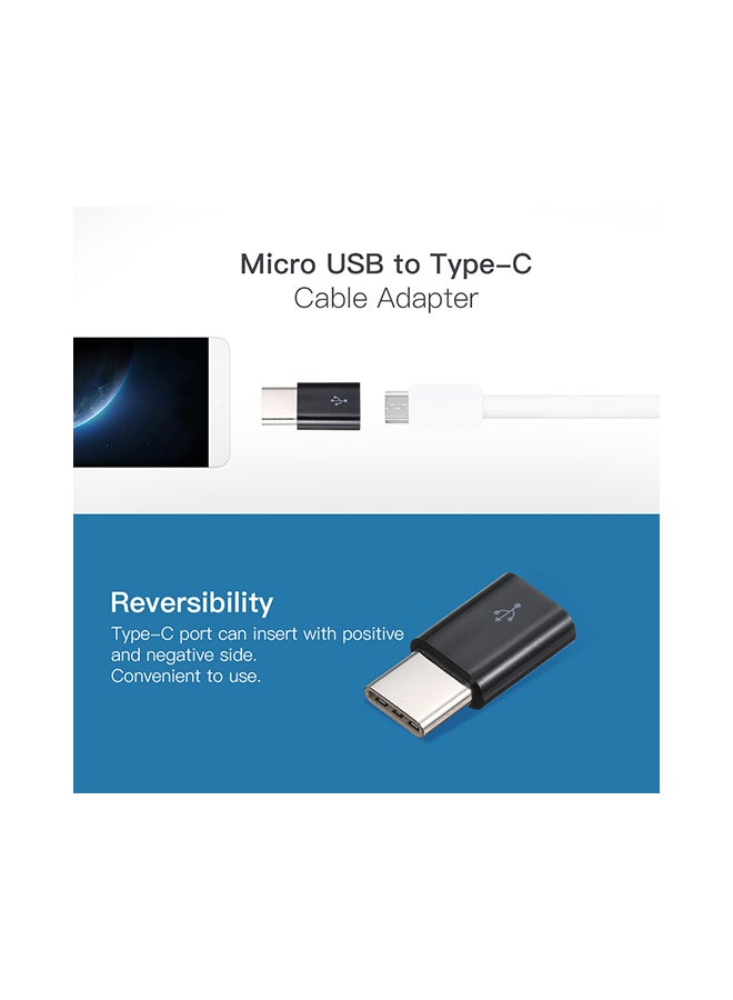 Generic - Micro USB To Type-C Universal Converter Connector Cable Adapter Black - Image 1