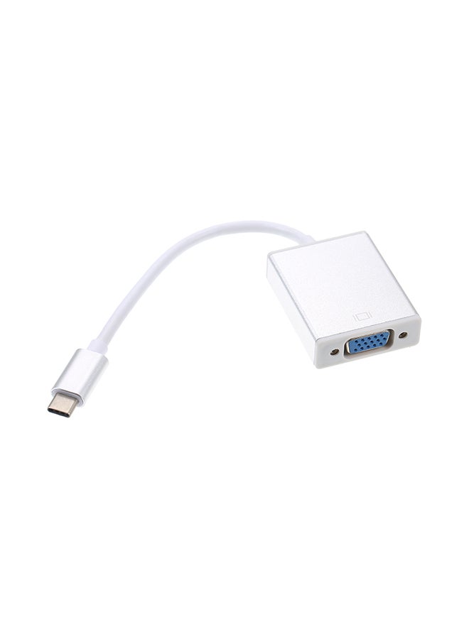 Type-C To Cable Converter USB-C To VGA HDTV Adapter Silver - Image 3
