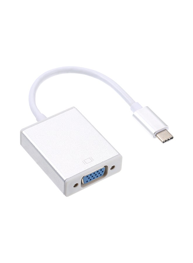 Type-C To Cable Converter USB-C To VGA HDTV Adapter Silver - Image 4