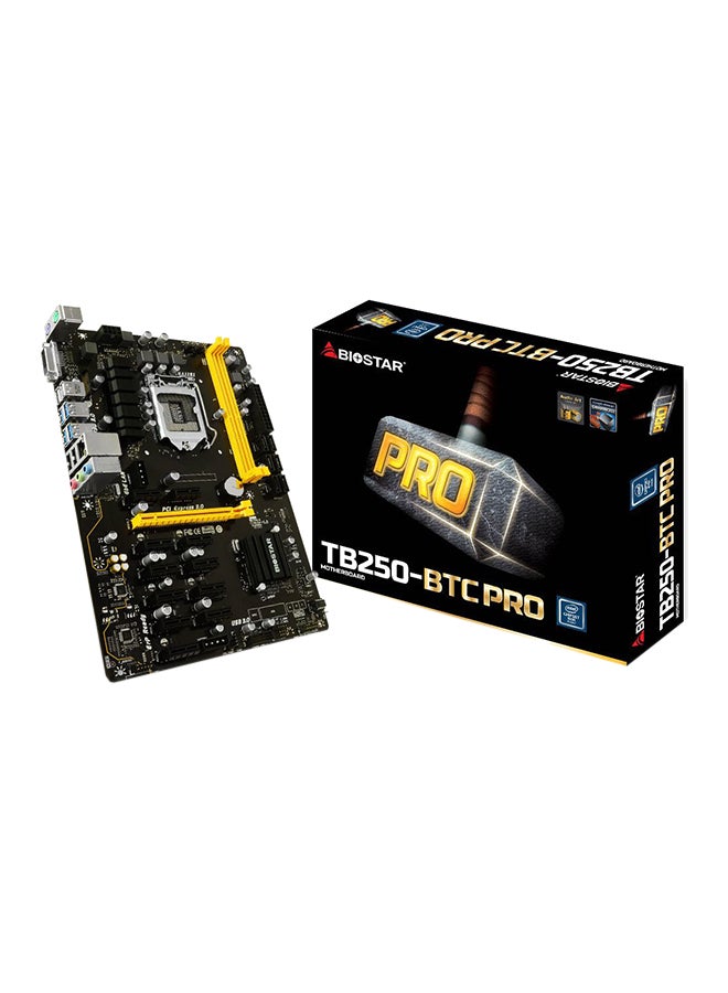 بيوستار اللوحة الأم ATX إنتل TB250-BTC برو بمنفذ USB 3.0 11 x 8.7 x 2.2بوصة أسود/ أصفر  - Image 1