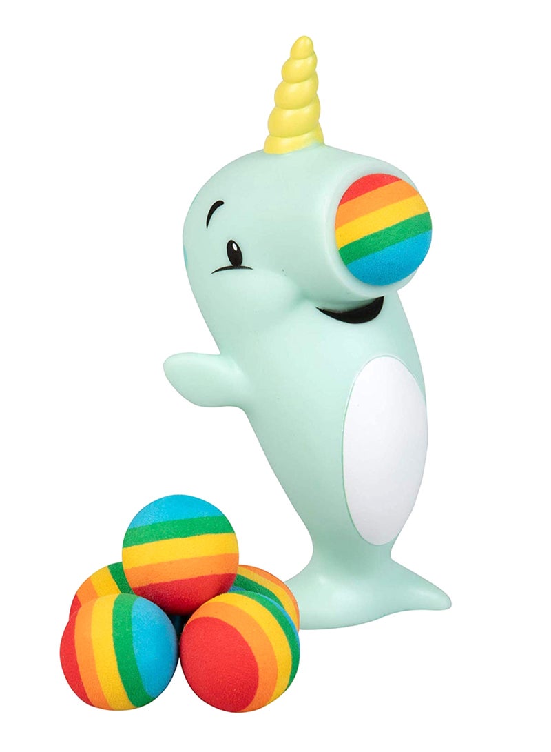 Hog Wild Narwhal Popper Blaster Toy With 6 Ball 20feet - Image 1