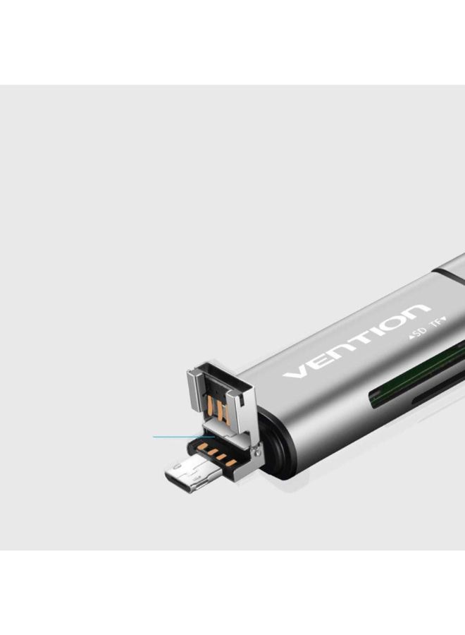 فينشن قارئ بطاقات OTG بمنفذ USB 2.0 فضي - Image 3