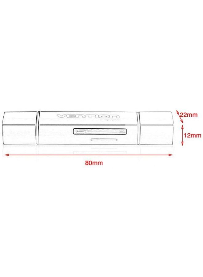 فينشن قارئ بطاقات OTG بمنفذ USB 2.0 فضي - Image 4