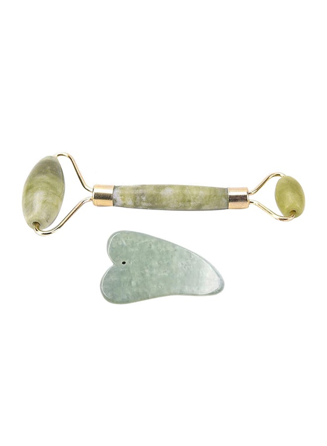 Generic 2-Piece Facial Massage Jade Roller And Face Neck Natural Stone Multicolour - Image 1