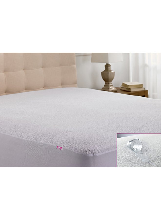 Best bed Mattress Protector Terry Towel Fitted Cotton White 160x200cm