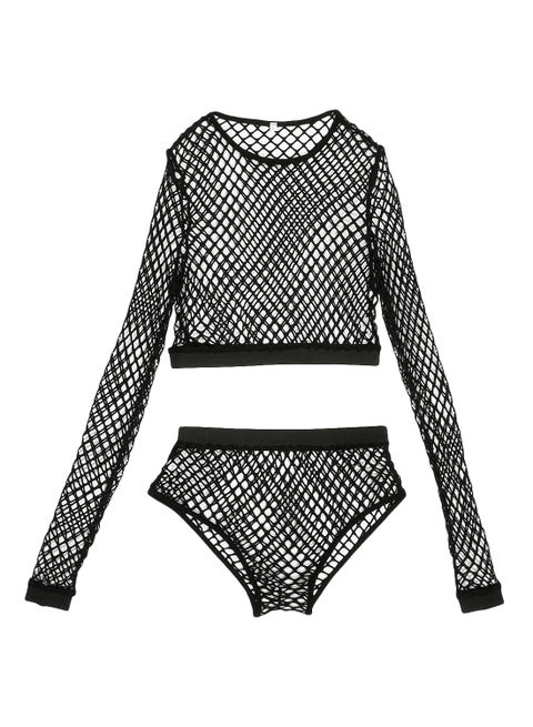 Hollow Out Top Briefs Lingerie Set Black