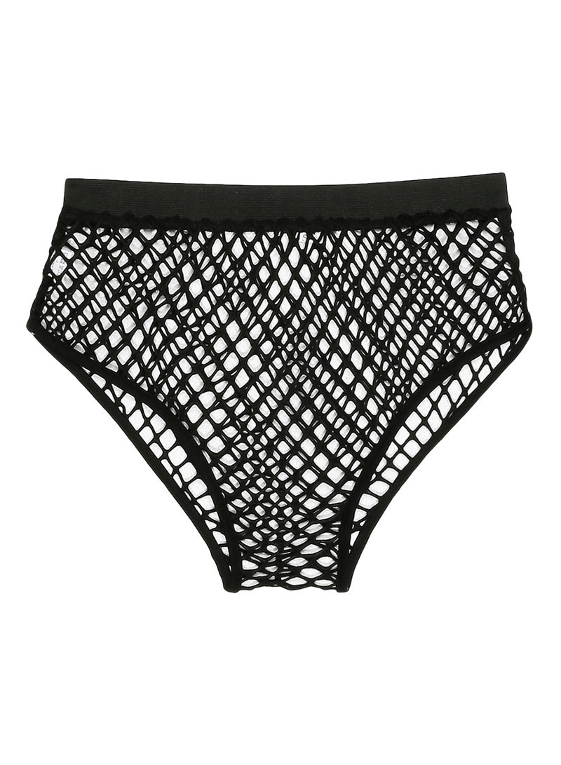 Hollow Out Top Briefs Lingerie Set Black