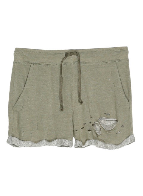 Distressed Drawstring Shorts Grey