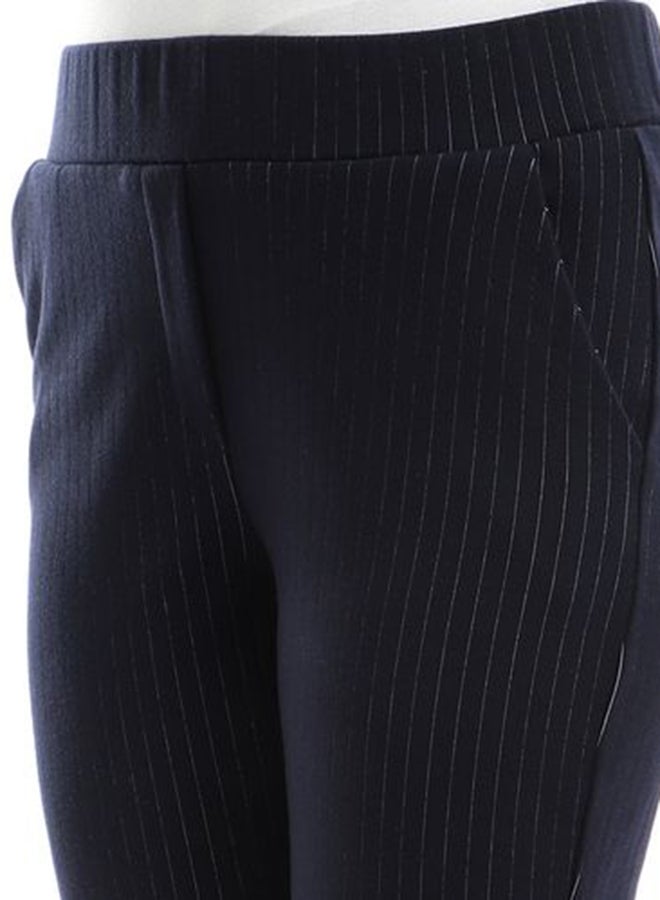 Striped Straight Fit Pants Navy Blue