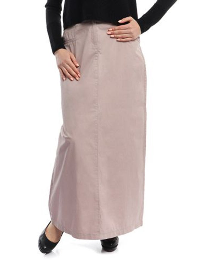 Esla - Mid-Rise Straight Maxi Skirt Beige - Image 1