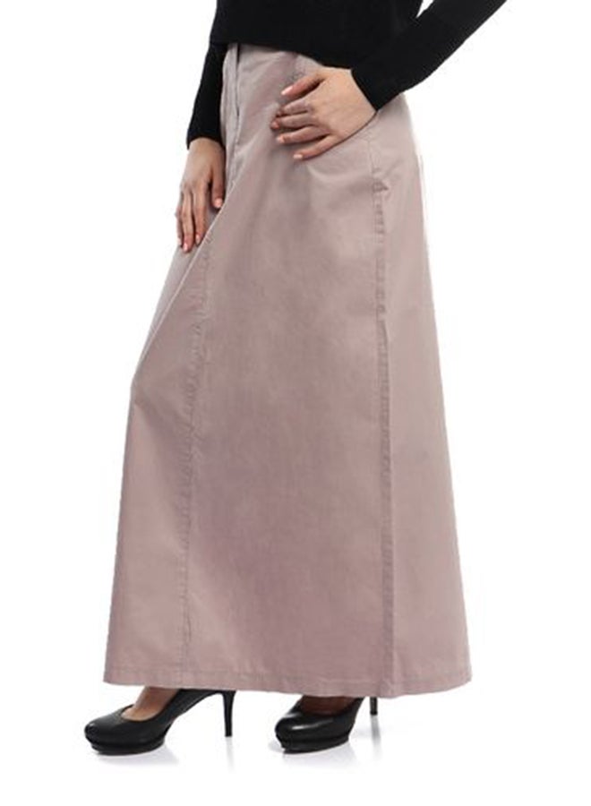 Esla - Mid-Rise Straight Maxi Skirt Beige - Image 1
